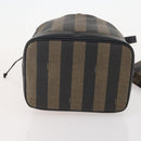 FENDI Pecan Canvas Shoulder Bag PVC Black Brown Auth ep13414-5