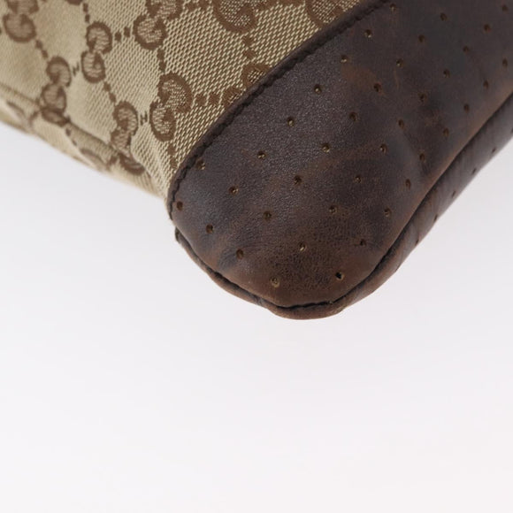 GUCCI GG Canvas Shoulder Bag Beige Silver 145857 Auth ep13417