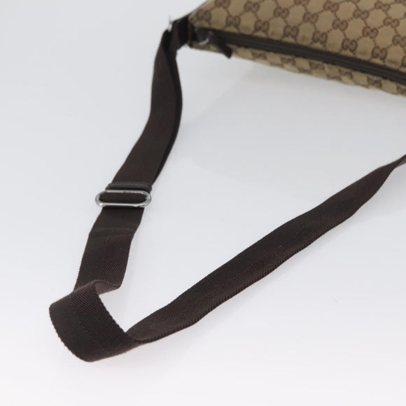 GUCCI GG Canvas Shoulder Bag Beige Silver 145857 Auth ep13417