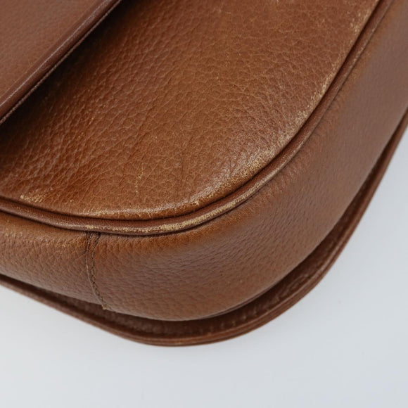 Burberrys Shoulder Bag Leather Brown Gold Auth ep13419