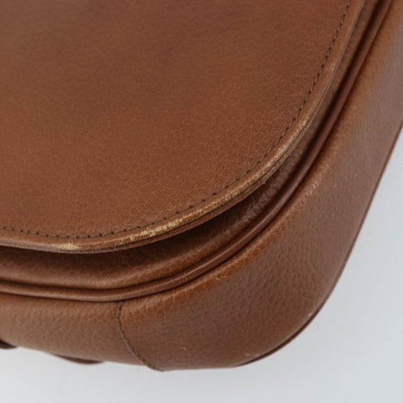 Burberrys Shoulder Bag Leather Brown Gold Auth ep13419