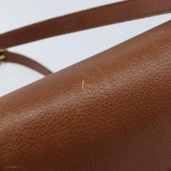 Burberrys Shoulder Bag Leather Brown Gold Auth ep13419