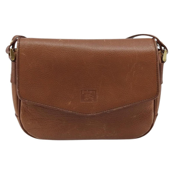 Burberrys Shoulder Bag Leather Brown Gold Auth ep13419