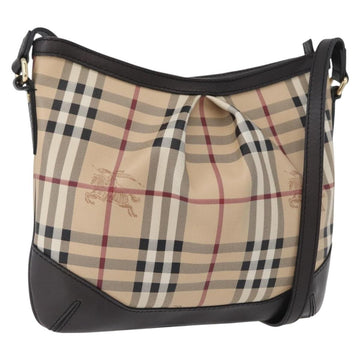 BURBERRY Nova Check Shoulder Bag PVC Beige Gold Auth ep13421V