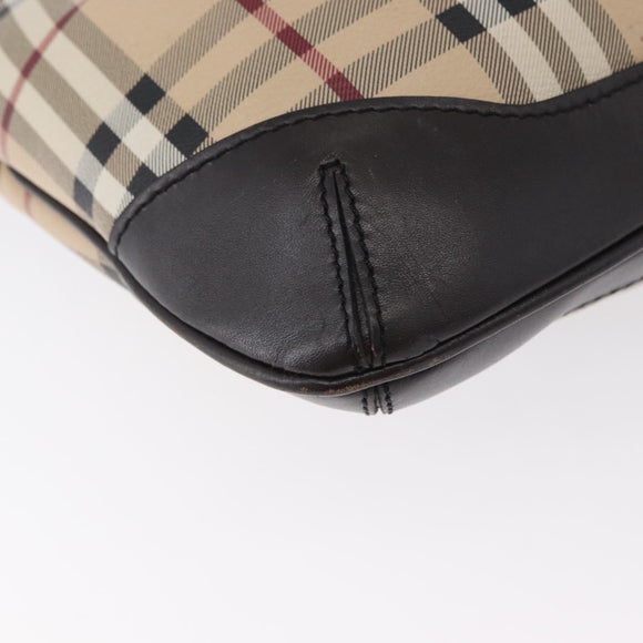 BURBERRY Nova Check Shoulder Bag PVC Beige Gold Auth ep13421V