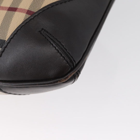 BURBERRY Nova Check Shoulder Bag PVC Beige Gold Auth ep13421V