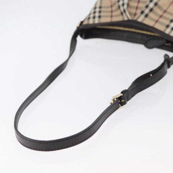 BURBERRY Nova Check Shoulder Bag PVC Beige Gold Auth ep13421V
