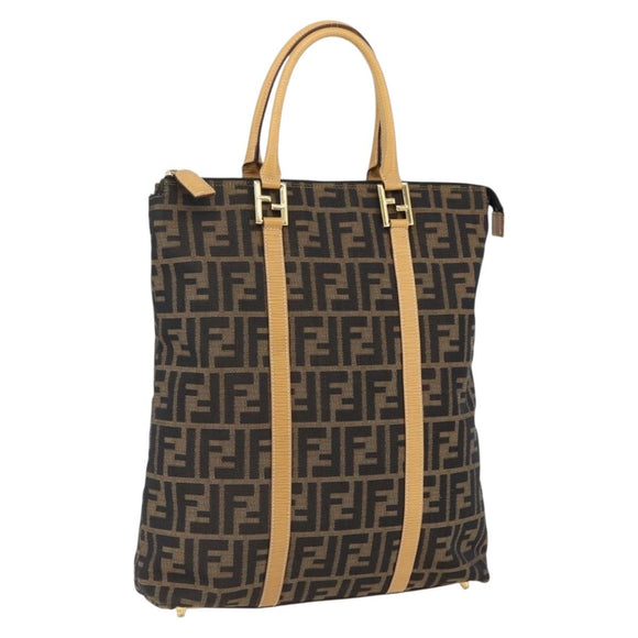 FENDI Zucca Canvas Handtasche Braun Schwarz Auth ep13422
