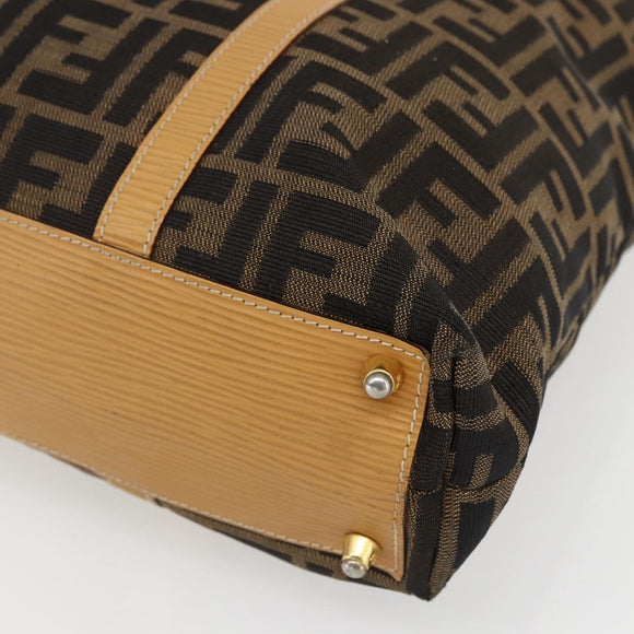 FENDI Zucca Canvas Handtasche Braun Schwarz Auth ep13422