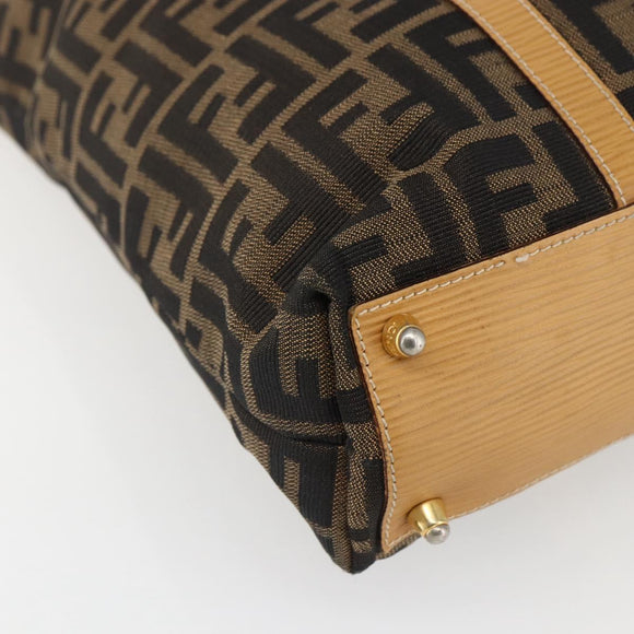 FENDI Zucca Canvas Handtasche Braun Schwarz Auth ep13422