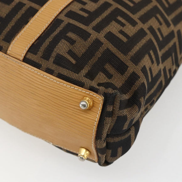 FENDI Zucca Canvas Handtasche Braun Schwarz Auth ep13422