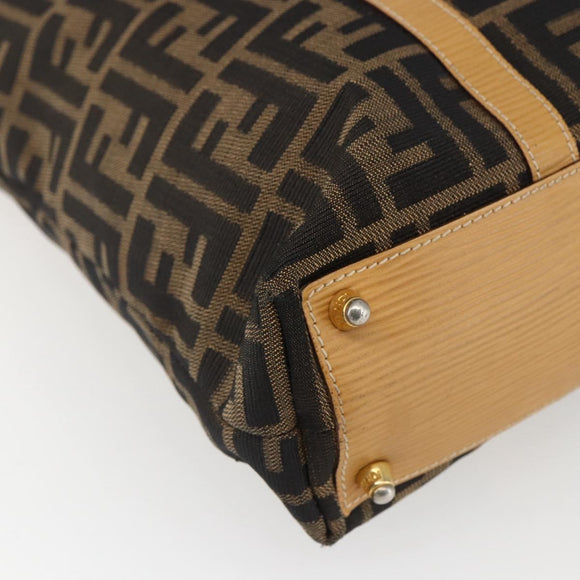 FENDI Zucca Canvas Handtasche Braun Schwarz Auth ep13422