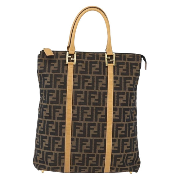FENDI Zucca Canvas Handtasche Braun Schwarz Auth ep13422