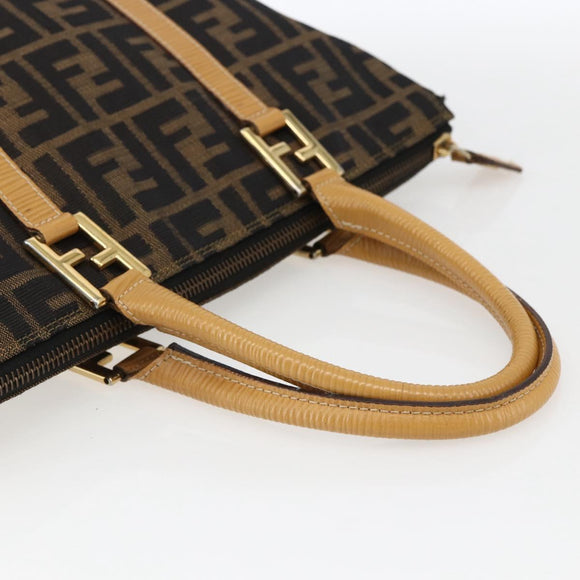 FENDI Zucca Canvas Handtasche Braun Schwarz Auth ep13422