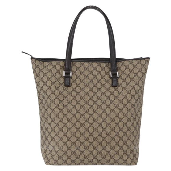 GUCCI GG Supreme Tote Bag PVC Beige Silver 108832 Auth ep13423