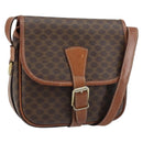 CELINE Macadam Canvas Shoulder Bag PVC Leather Brown Gold Auth ep13426-1