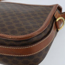 CELINE Macadam Canvas Shoulder Bag PVC Leather Brown Gold Auth ep13426-12