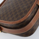CELINE Macadam Canvas Shoulder Bag PVC Leather Brown Gold Auth ep13426-13