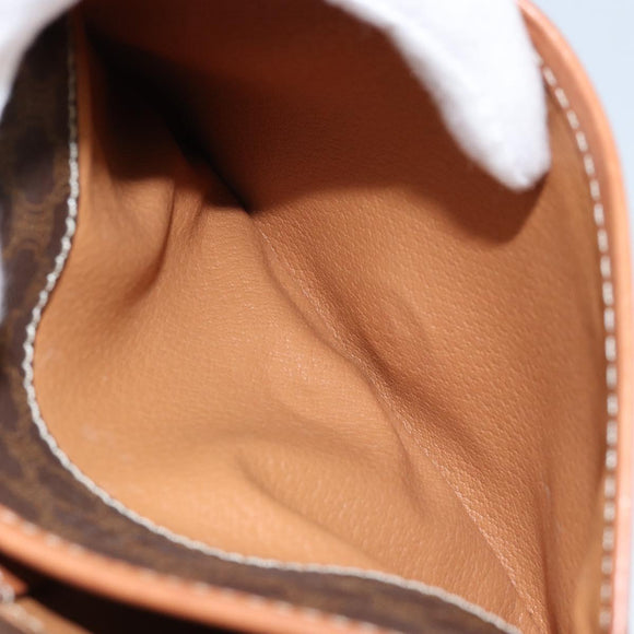CELINE Macadam Canvas Shoulder Bag PVC Leather Brown Gold Auth ep13426