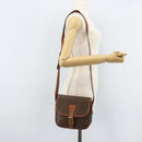 CELINE Macadam Canvas Shoulder Bag PVC Leather Brown Gold Auth ep13426-25