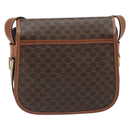 CELINE Macadam Canvas Shoulder Bag PVC Leather Brown Gold Auth ep13426-3