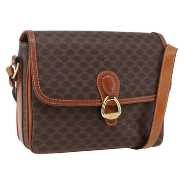 CELINE Macadam Canvas Shoulder Bag PVC Leather Brown Gold Auth ep13427