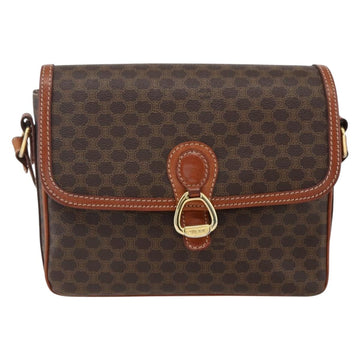 CELINE Macadam Canvas Shoulder Bag PVC Leather Brown Gold Auth ep13427 - 0