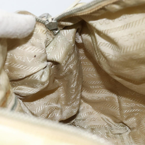PRADA Shoulder Bag Nylon Ivory Silver Auth ep13428