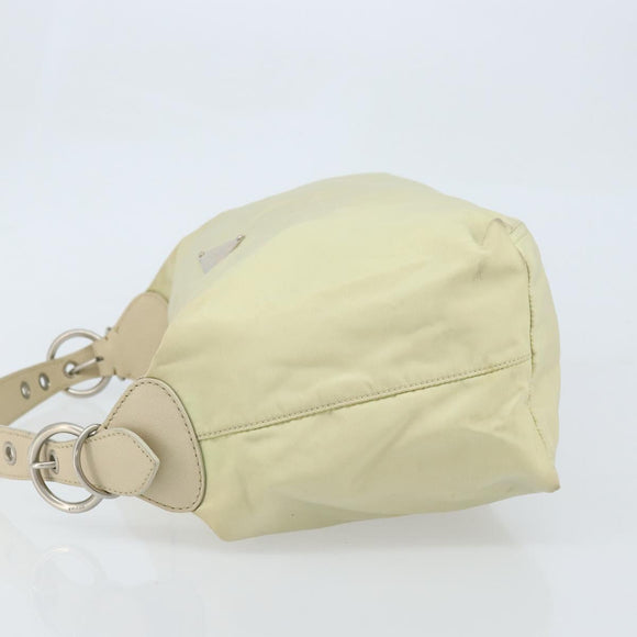 PRADA Shoulder Bag Nylon Ivory Silver Auth ep13428
