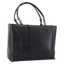 Christian Dior Maris Pearl Tote Bag Patent leather Black Silver Auth ep13429-1