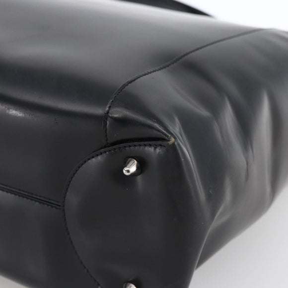 Christian Dior Maris Pearl Tote Bag Patent leather Black Silver Auth ep13429