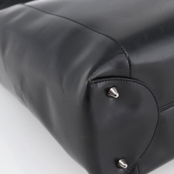 Christian Dior Maris Pearl Tote Bag Patent leather Black Silver Auth ep13429