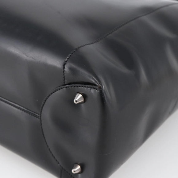 Christian Dior Maris Pearl Tote Bag Patent leather Black Silver Auth ep13429