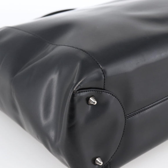 Christian Dior Maris Pearl Tote Bag Patent leather Black Silver Auth ep13429