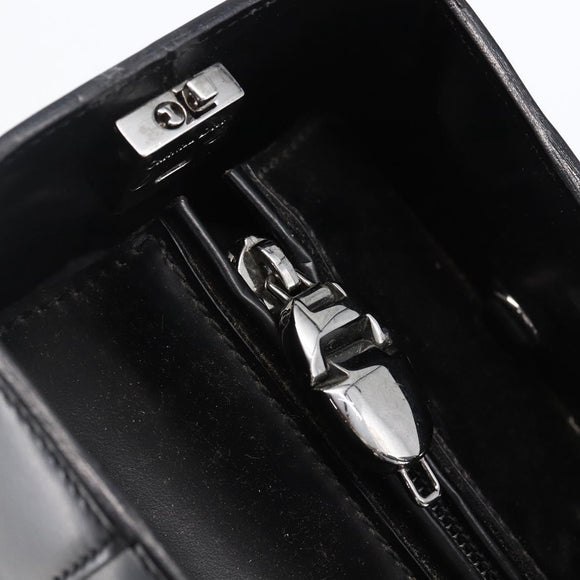 Christian Dior Maris Pearl Tote Bag Patent leather Black Silver Auth ep13429