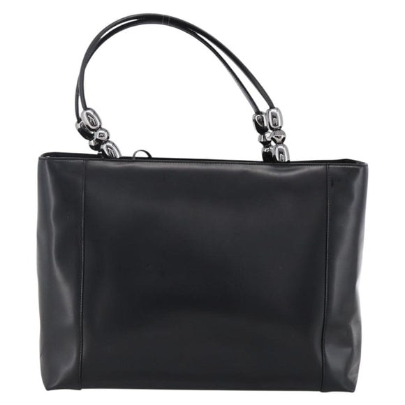 Christian Dior Maris Pearl Tote Bag Patent leather Black Silver Auth ep13429