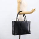 Christian Dior Maris Pearl Tote Bag Patent leather Black Silver Auth ep13429-23