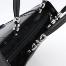 Christian Dior Maris Pearl Tote Bag Patent leather Black Silver Auth ep13429-6