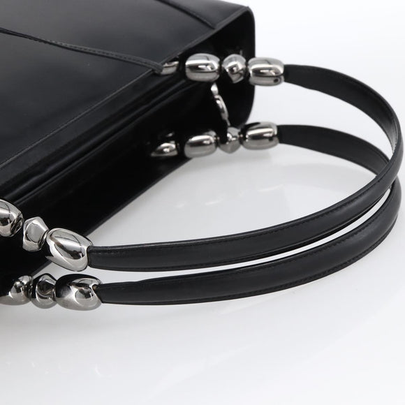 Christian Dior Maris Pearl Tote Bag Patent leather Black Silver Auth ep13429