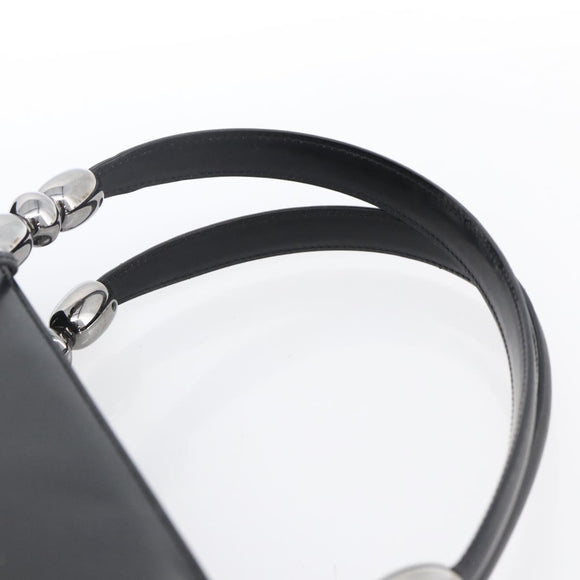 Christian Dior Maris Pearl Tote Bag Patent leather Black Silver Auth ep13429