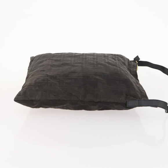 FENDI Zucca Canvas Shoulder Bag Black Gold Auth ep13431