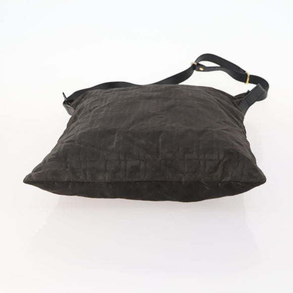 FENDI Zucca Canvas Shoulder Bag Black Gold Auth ep13431