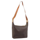 CELINE Macadam Canvas Shoulder Bag PVC Leather Brown Gold Auth ep13438-1
