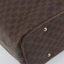 CELINE Macadam Canvas Shoulder Bag PVC Leather Brown Gold Auth ep13438-11