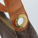 CELINE Macadam Canvas Shoulder Bag PVC Leather Brown Gold Auth ep13438-14
