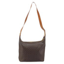 CELINE Macadam Canvas Shoulder Bag PVC Leather Brown Gold Auth ep13438-3
