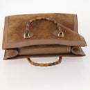 GUCCI Bamboo Shoulder Bag Suede Brown Gold 002 1434 0259 Auth ep13442-6