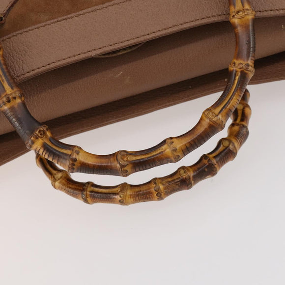 GUCCI Bamboo Shoulder Bag Suede Brown Gold 002 1434 0259 Auth ep13442