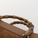 GUCCI Bamboo Shoulder Bag Suede Brown Gold 002 1434 0259 Auth ep13442-8