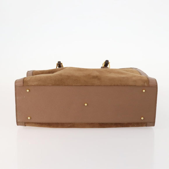 GUCCI Bamboo Shoulder Bag Suede Brown Gold 002 1434 0259 Auth ep13442